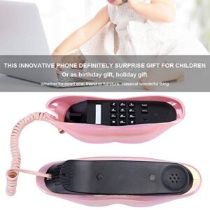 Lip Landline Phone, Electroplating Funny Lip Shape Telephone, Home Desktop Corded Fixed Telephone for Home Office Phones…