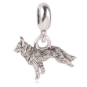 dangle german shepherd dog charm bead