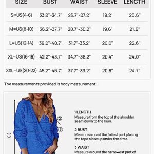 MEROKEETY Womens Deep V Neck Wrap Sweaters Long Sleeve Crochet Knit Pullover Tops, Army Green, Large