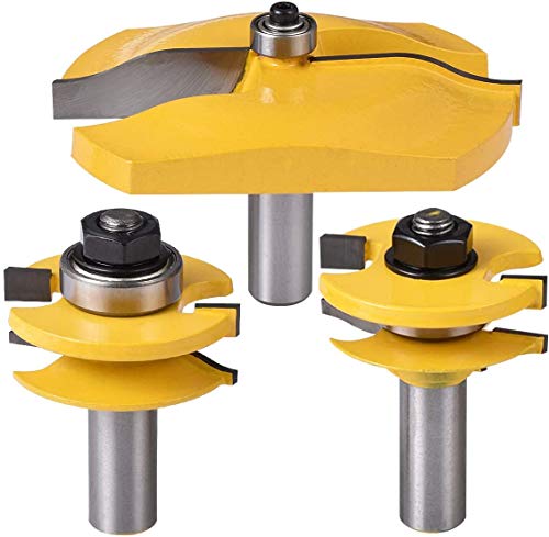 KATUR Rail and Stile Panel Raiser Router Bit Set with Ogee Round Over Raised Panel Cabinet 3Pcs 1/2 Inch Shank Ogee Door Rail and Stile Router Bits Wood Carbide Groove Tongue Milling Tool(1/2" Shank)