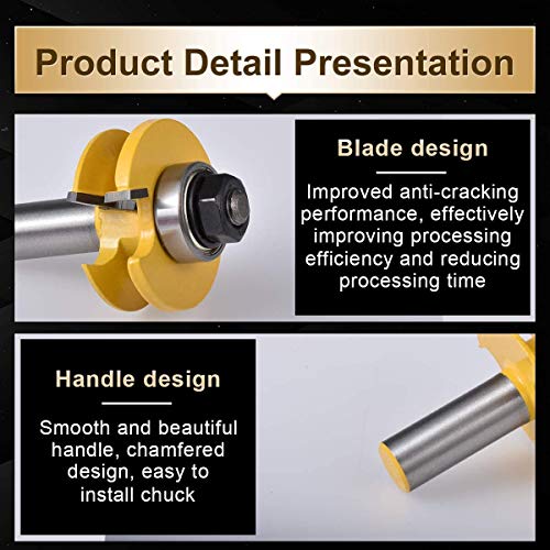 KATUR Rail and Stile Panel Raiser Router Bit Set with Ogee Round Over Raised Panel Cabinet 3Pcs 1/2 Inch Shank Ogee Door Rail and Stile Router Bits Wood Carbide Groove Tongue Milling Tool(1/2" Shank)