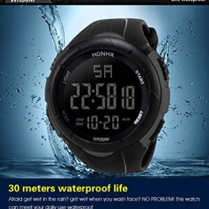 Men's Digital Sports Watch Waterproof Military Electronic Stopwatch for Men with Auto Date Alarm LED Backlight Chronograph Black