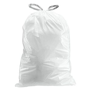 Plasticplace simplehuman (x) Code X Compatible (200 Count)│White Drawstring Garbage Liners, 21 Gallon / 80 Liter │ 26" x 34.75"