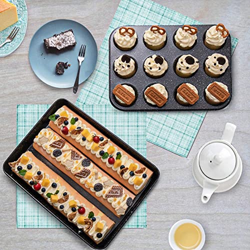 Fit Choice 10-Piece Nonstick Baking Set With Baking Pan, Cookie Sheet Set, Cake /Muffin Pan, and Pizza Pan, 10-Piece Set Bakeware Sets (Ceramic Coated Black)