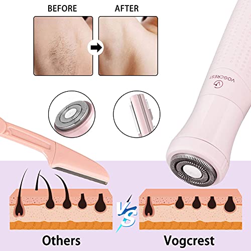 VG VOGCREST Eyebrow Trimmer & Facial Hair Removal for Women, 2 in 1, Rechargeable Painless Eyebrow Lips Body Face Razors