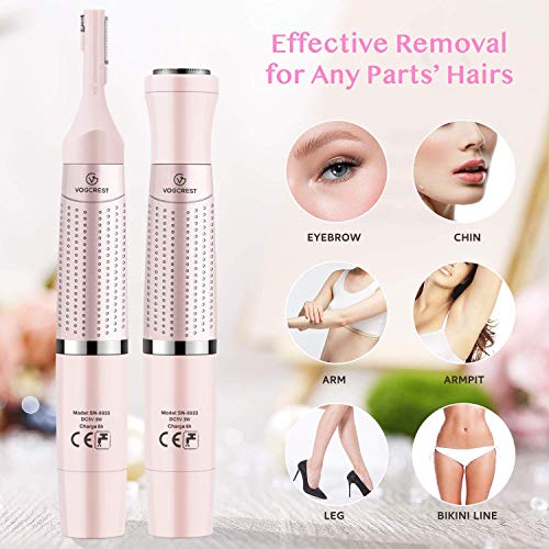 VG VOGCREST Eyebrow Trimmer & Facial Hair Removal for Women, 2 in 1, Rechargeable Painless Eyebrow Lips Body Face Razors