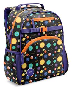 simple modern toddler backpack for school boys | kindergarten elementary kids backpack | fletcher collection | kids - medium (15" tall) | solar system