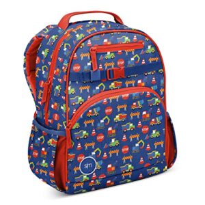 simple modern toddler backpack for school boys | kindergarten elementary kids backpack | fletcher collection | kids - medium (15" tall) | under construction