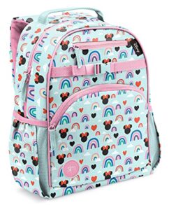 simple modern disney toddler backpack for school girls | kindergarten elementary kids backpack | fletcher collection | kids - medium (15" tall) | minnie mouse rainbow
