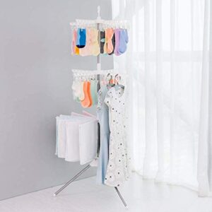 GOTOTOP Tripod Clothes Drying Rack, Collapsible Portable Tripod Clothes Drying Rack Simple Indoor Outdoor with 4 arms for Laundry Hanging Towels Baby Clothes Socks Underwear(Ivory White)
