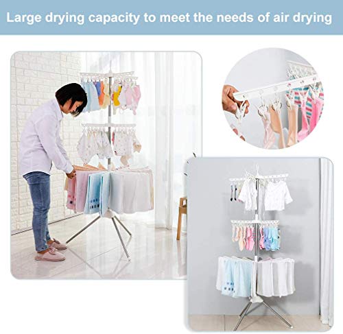 GOTOTOP Tripod Clothes Drying Rack, Collapsible Portable Tripod Clothes Drying Rack Simple Indoor Outdoor with 4 arms for Laundry Hanging Towels Baby Clothes Socks Underwear(Ivory White)