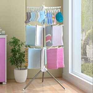 GOTOTOP Tripod Clothes Drying Rack, Collapsible Portable Tripod Clothes Drying Rack Simple Indoor Outdoor with 4 arms for Laundry Hanging Towels Baby Clothes Socks Underwear(Ivory White)