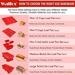 Walfos Silicone Loaf Pan - Non-Stick Silicone Bread Pan, Just PoP Out! Perfect for Bread, Cake, Brownies, Meatloaf, BPA Free & Dishwasher Safe