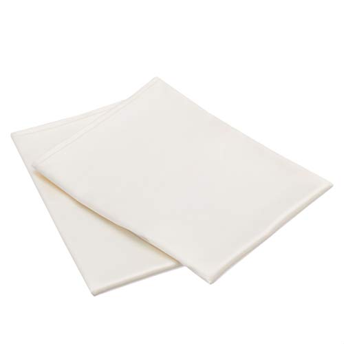 Amazon Basics 100% Polyester Satin Pillowcases for Hair and Skin, Envelope Closure - Ivory, Standard, Pack of 2