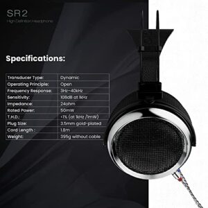 iBasso SR2 High-Definition Audiophile Open-Back Headphones, Over-The-Ear Headphones with Cable Adapter