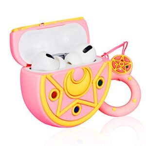 BKKYO for Airpod Pro 2019/Pro 2 Gen 2022 Case Soft Silicone Cute Cartoon Kawaii Funny Cover Skin Accessories Keychain Girls Kids Teens Cases for Air Pods Compatible with Airpods Pro, Star