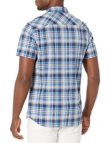 Pendleton Men's Short Sleeve Classic fit Truman Shirt, Navy/Blue Plaid, SM