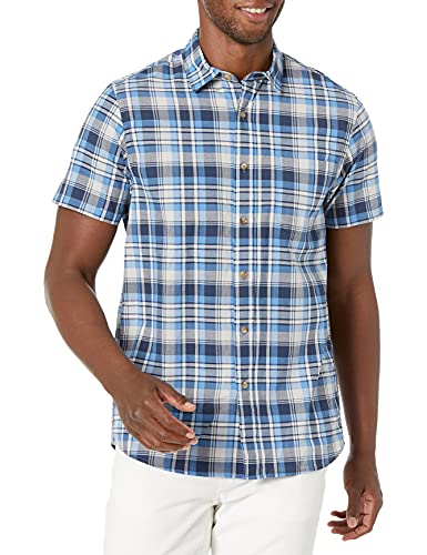 Pendleton Men's Short Sleeve Classic fit Truman Shirt, Navy/Blue Plaid, SM