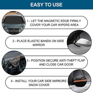 LADER Windshield Cover for Ice and Snow, Car Windshield Snow Cover, Windshield Frost Cover Ice Removal Wiper Protector, Windshield Snow Ice Cover with Magnetic Edges for Most Cars Trucks Vans and SUVs