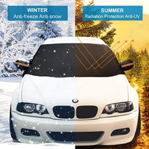 LADER Windshield Cover for Ice and Snow, Car Windshield Snow Cover, Windshield Frost Cover Ice Removal Wiper Protector, Windshield Snow Ice Cover with Magnetic Edges for Most Cars Trucks Vans and SUVs