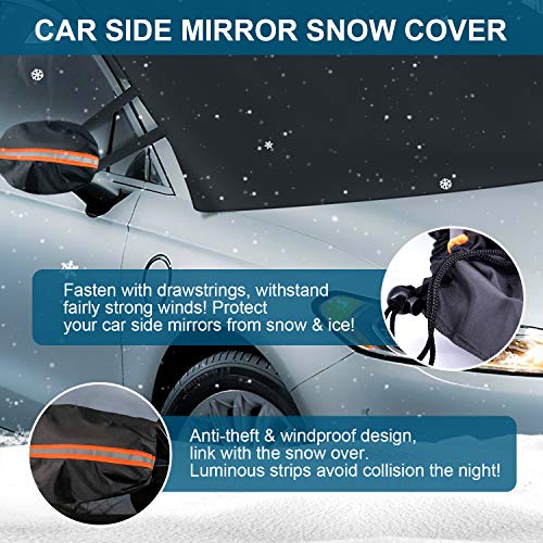 LADER Windshield Cover for Ice and Snow, Car Windshield Snow Cover, Windshield Frost Cover Ice Removal Wiper Protector, Windshield Snow Ice Cover with Magnetic Edges for Most Cars Trucks Vans and SUVs
