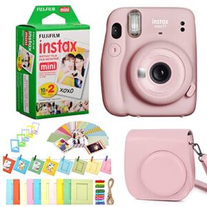 fujifilm instax mini 11 instant camera + fuji instax film 20 shots + protective case + frames design kit (blush pink)