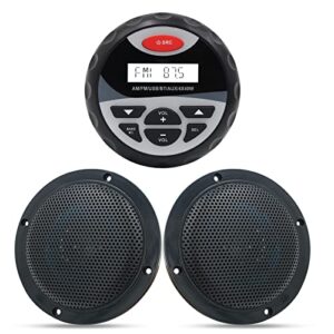 herdio marine radio package compatible with bluetooth, mp3/usb am/fm marine stereo+4 inches marine ceiling flush wall mount speakers (a pair)