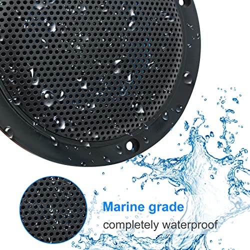 Herdio Marine Radio Package Compatible with Bluetooth, MP3/USB AM/FM Marine Stereo+4 Inches Marine Ceiling Flush Wall Mount Speakers (A Pair)