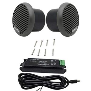 herdio 3" inch marine bluetooth speakers boat motorcycle hot tub stereo with max power 140 watt(a pair) (gray)