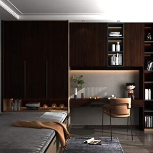 BAYYA Dark Brown Walnut Wood Grain Paper Waterproof Peel and Stick Wallpaper Black Walnut Decorative Furniture Sticker for Kitchen Cabinet Door Table Floor Shelf Drawer Liner Self-Adhesive Film