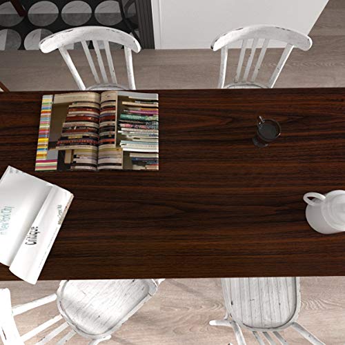 BAYYA Dark Brown Walnut Wood Grain Paper Waterproof Peel and Stick Wallpaper Black Walnut Decorative Furniture Sticker for Kitchen Cabinet Door Table Floor Shelf Drawer Liner Self-Adhesive Film