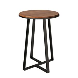 Dorriss Round Small End Table Walnut Color MDF Top,Metal Frame Black, Tall End Table for Bed Room,Coffee Tea End Table for Living Room(Walnut+Black)