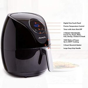 PowerXL Air Fryer 4 QT Maxx, Special Edition 2022, Extra Hot Air Fry, Cook, Crisp, Broil, Roast, Bake, High Gloss Finish, Black (4 Quart)