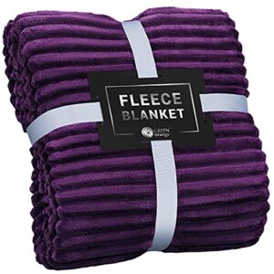 go fleece blanket purple throw blanket king size - 270gsm warm comfy, super soft & plush throw for bed, couch, sofa – fluffy lightweight cozy fuzzy blankets for women, men, kids (90”x108”)