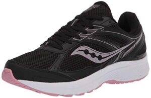 saucony women's core cohesion 14 road running shoe, black/pink, 8.5 wide