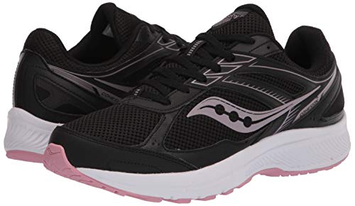 Saucony Women's Core Cohesion 14 Road Running Shoe, Black/Pink, 8.5 Wide