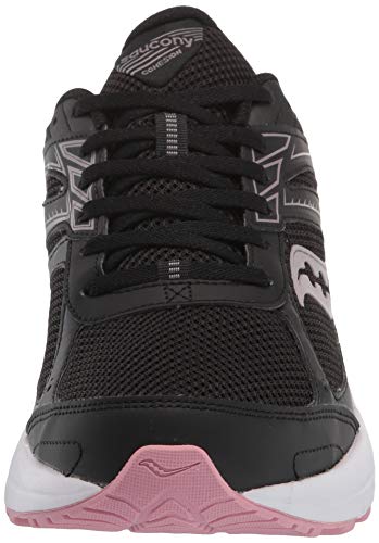 Saucony Women's Core Cohesion 14 Road Running Shoe, Black/Pink, 8.5 Wide