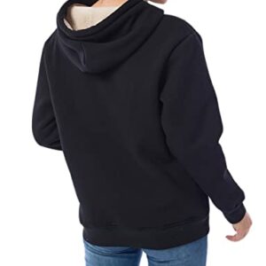 Haellun Womens Casual Winter Warm Fleece Sherpa Lined Pullover Hooded Sweatshirt (Black, Large)