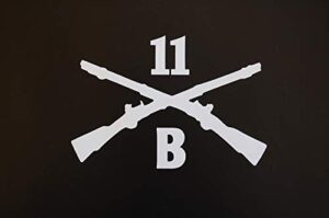 us army infantry 11 b sticker vinyl decal crossed rifles choose color & size!! veteran military (v618) (8" x 5.5", white)