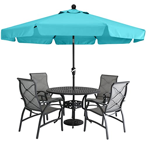 MASTERCANOPY Valance Patio Umbrella for Outdoor Table Market -8 Ribs (9ft, Turquoise)