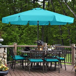 MASTERCANOPY Valance Patio Umbrella for Outdoor Table Market -8 Ribs (9ft, Turquoise)