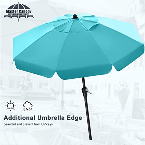 MASTERCANOPY Valance Patio Umbrella for Outdoor Table Market -8 Ribs (9ft, Turquoise)