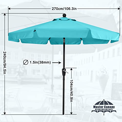 MASTERCANOPY Valance Patio Umbrella for Outdoor Table Market -8 Ribs (9ft, Turquoise)