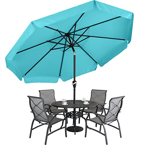 MASTERCANOPY Valance Patio Umbrella for Outdoor Table Market -8 Ribs (9ft, Turquoise)