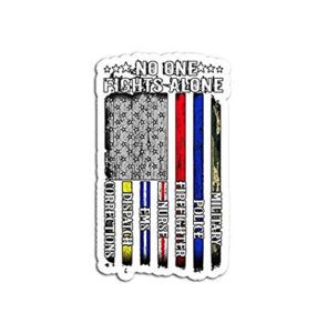 no one fights alone usa flag thin line military police nurse - sticker graphic - auto, wall, laptop, cell, truck sticker for windows, cars, trucks
