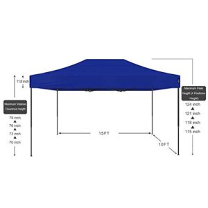 American Phoenix 10x15 Ez Pop Up Canopy Tent Portable Commercial Instant Canopies Outdoor Market Shelter (10'x15' (Black Frame), Blue)
