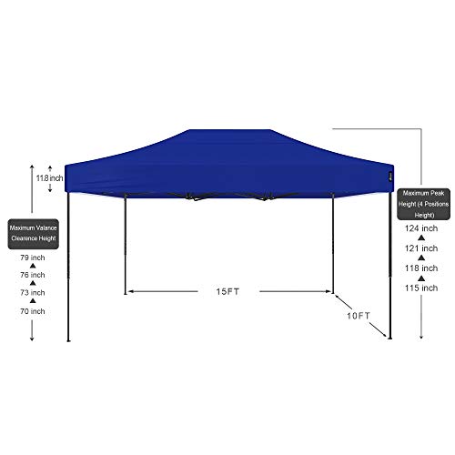 American Phoenix 10x15 Ez Pop Up Canopy Tent Portable Commercial Instant Canopies Outdoor Market Shelter (10'x15' (Black Frame), Blue)