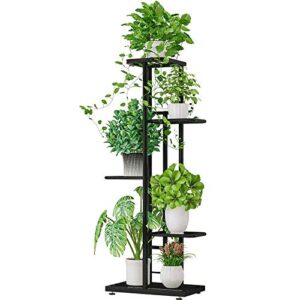 mtb 5 tier metal plant stand for indoor outdoor flower pot display planter shelf, charcoal grey