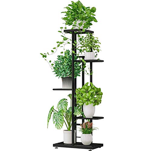 MTB 5 Tier Metal Plant Stand for Indoor Outdoor Flower Pot Display Planter Shelf, Charcoal Grey