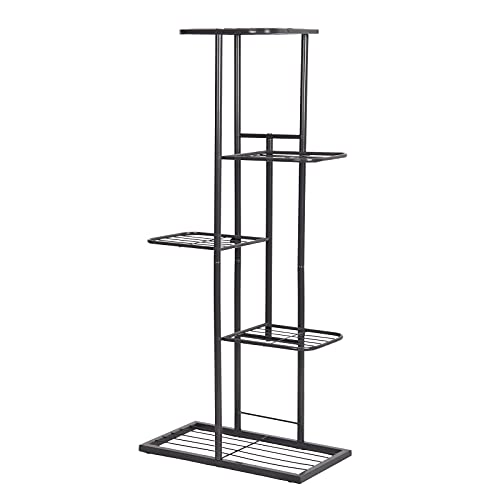 MTB 5 Tier Metal Plant Stand for Indoor Outdoor Flower Pot Display Planter Shelf, Charcoal Grey